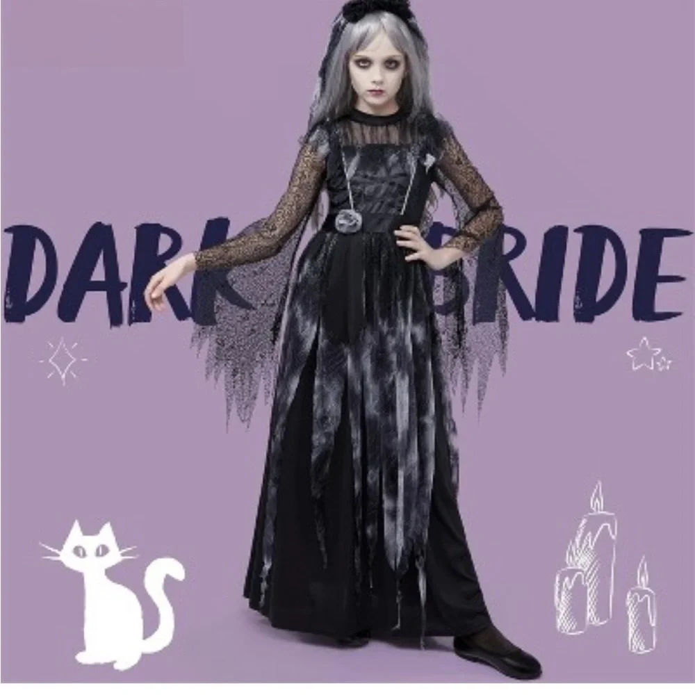 Mystical Black dark Bride  Kids Halloween Costume